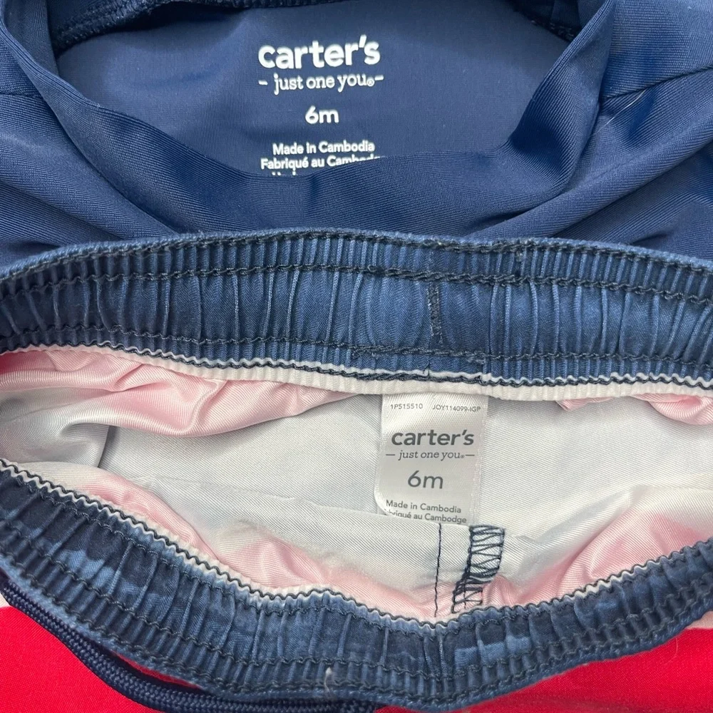 Carters Baby Boys Size 6 Months 2-Piece Rash Guard and Swim Trunk Set